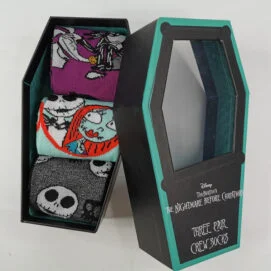 pack regalo en forma de ataud con calcetines de nightmare before christmas